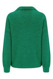 Pour Moi Green Kerry V Neck Textured Knit Collared Jumper - Image 4 of 4