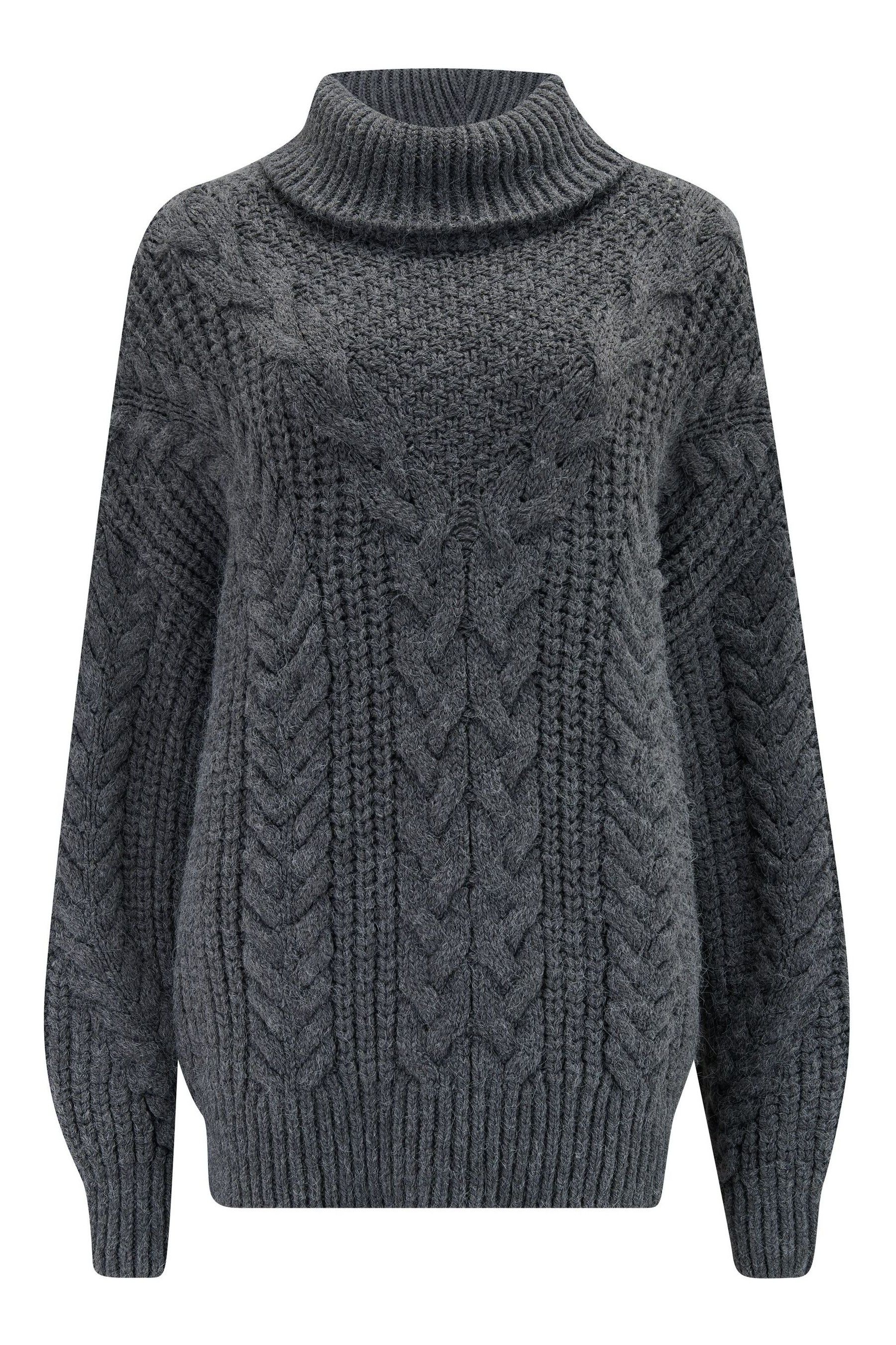 Ladies grey cable knit jumper sales