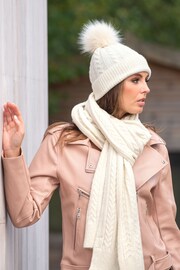 Pour Moi Cream Cable Knit Hat - Image 2 of 3