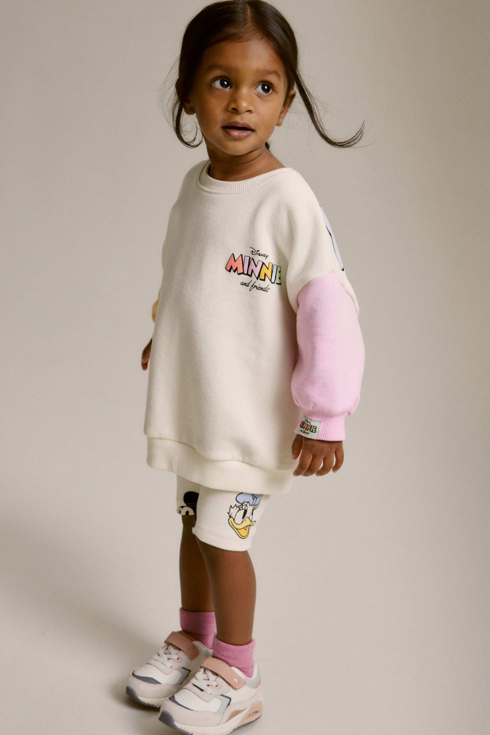 Cream Minnie Crew Sweatshirt and Shorts Set (3mths-7yrs) - Image 2 of 7