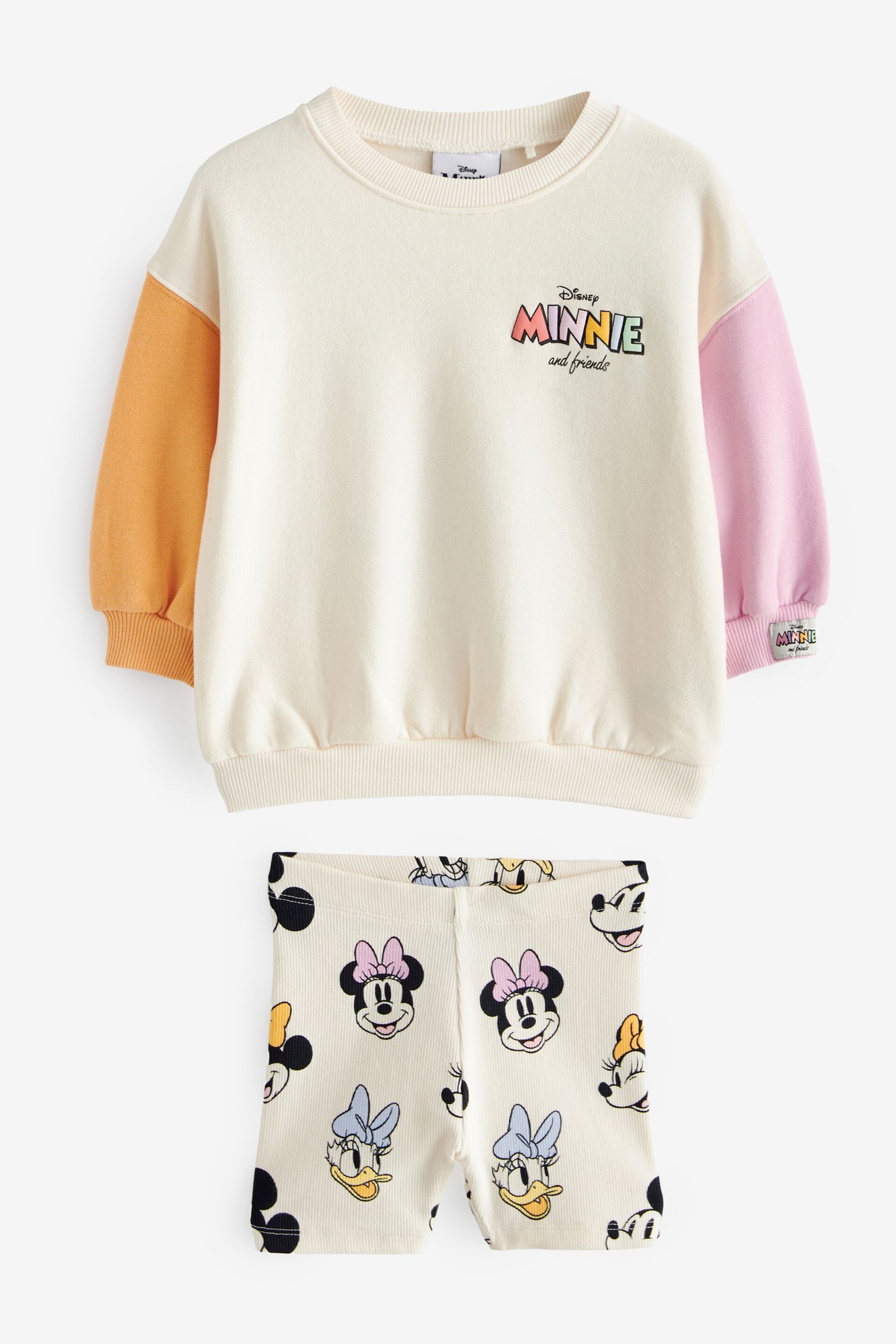 Cream Minnie Crew Sweatshirt and Shorts Set (3mths-7yrs) - Image 5 of 7
