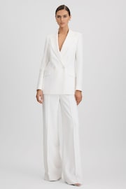 Reiss White Sienna Petite Double Breasted Crepe Suit Blazer - Image 1 of 8