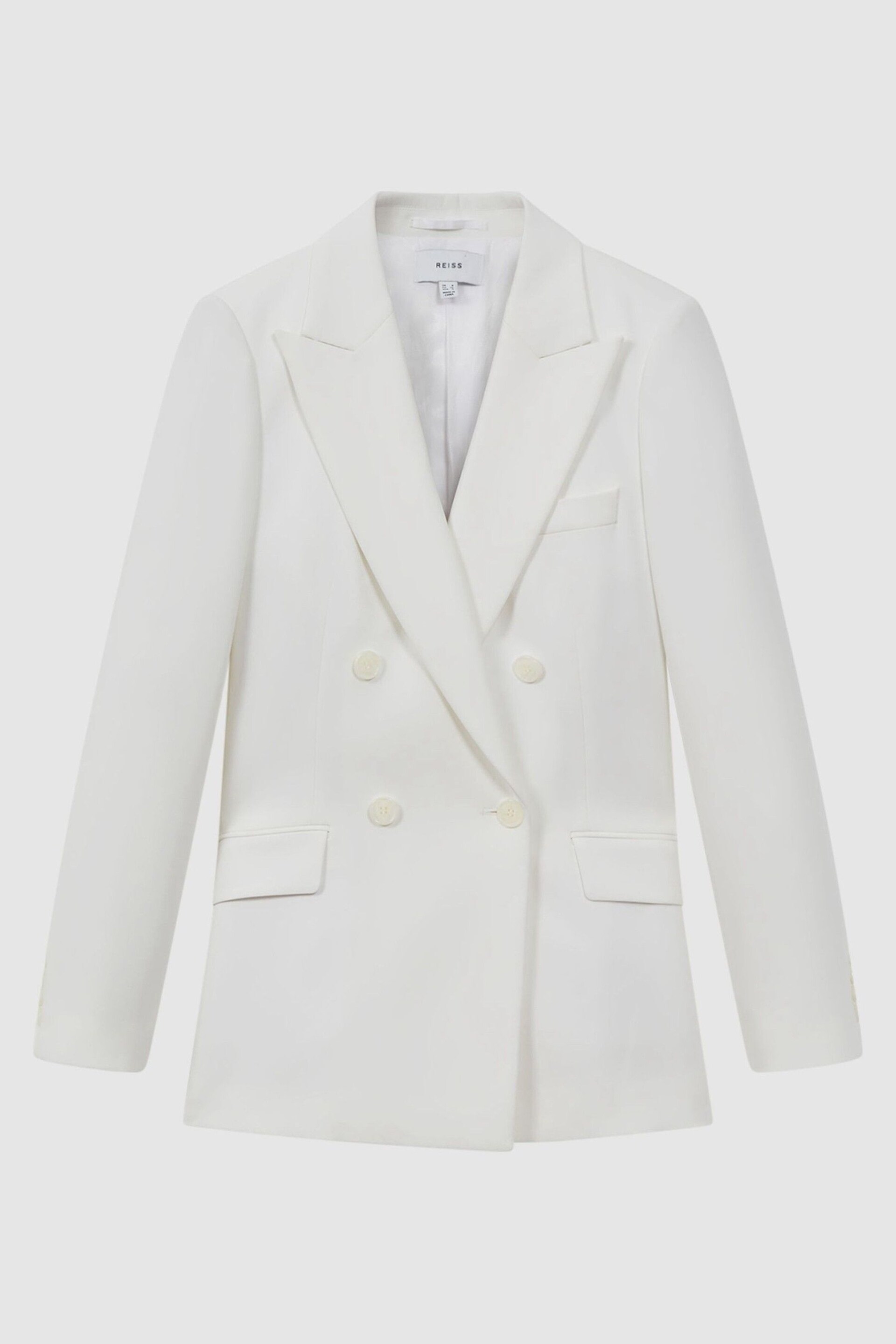 Reiss White Sienna Petite Double Breasted Crepe Suit Blazer - Image 2 of 8