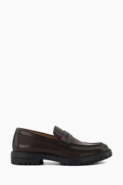 Dune London Brown Banking Cleated Sole Penny Loafers - Image 1 of 5