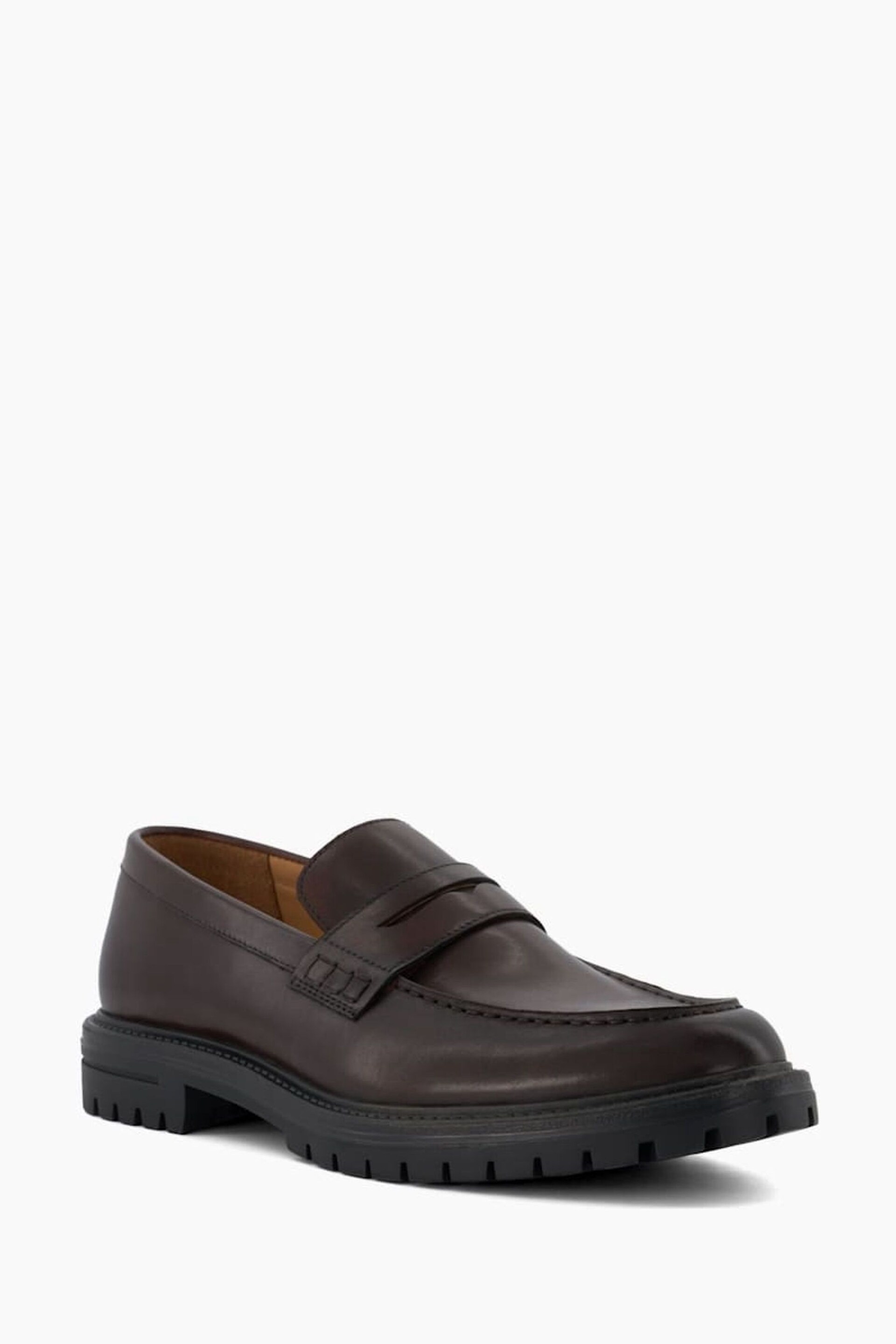 Dune London Brown Banking Cleated Sole Penny Loafers - Image 3 of 5