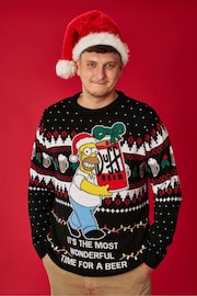 Vanilla Underground Black Simpsons Mens Licensed Adult Knitted Christmas Jumper - Image 1 of 6