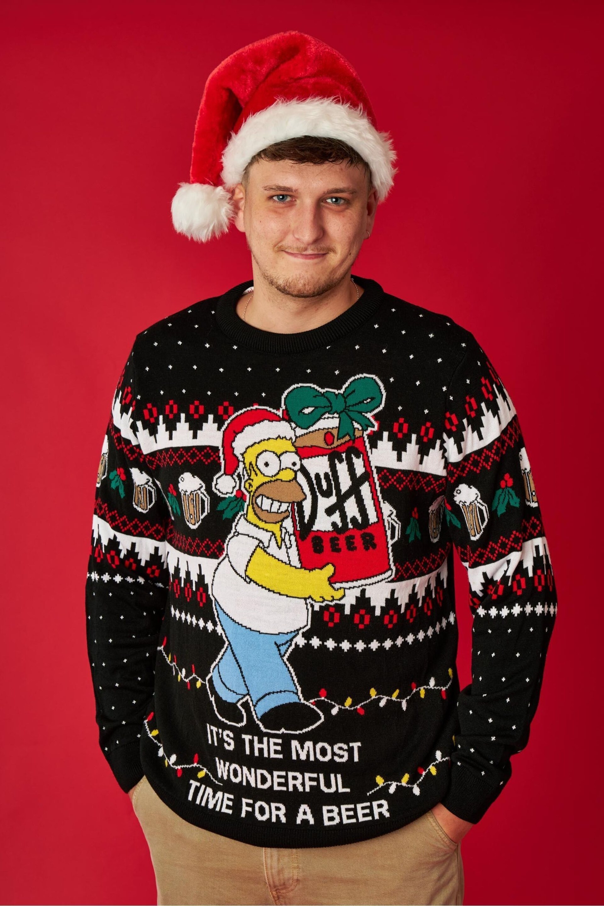 Vanilla Underground Black Simpsons Mens Licensed Adult Knitted Christmas Jumper - Image 1 of 6