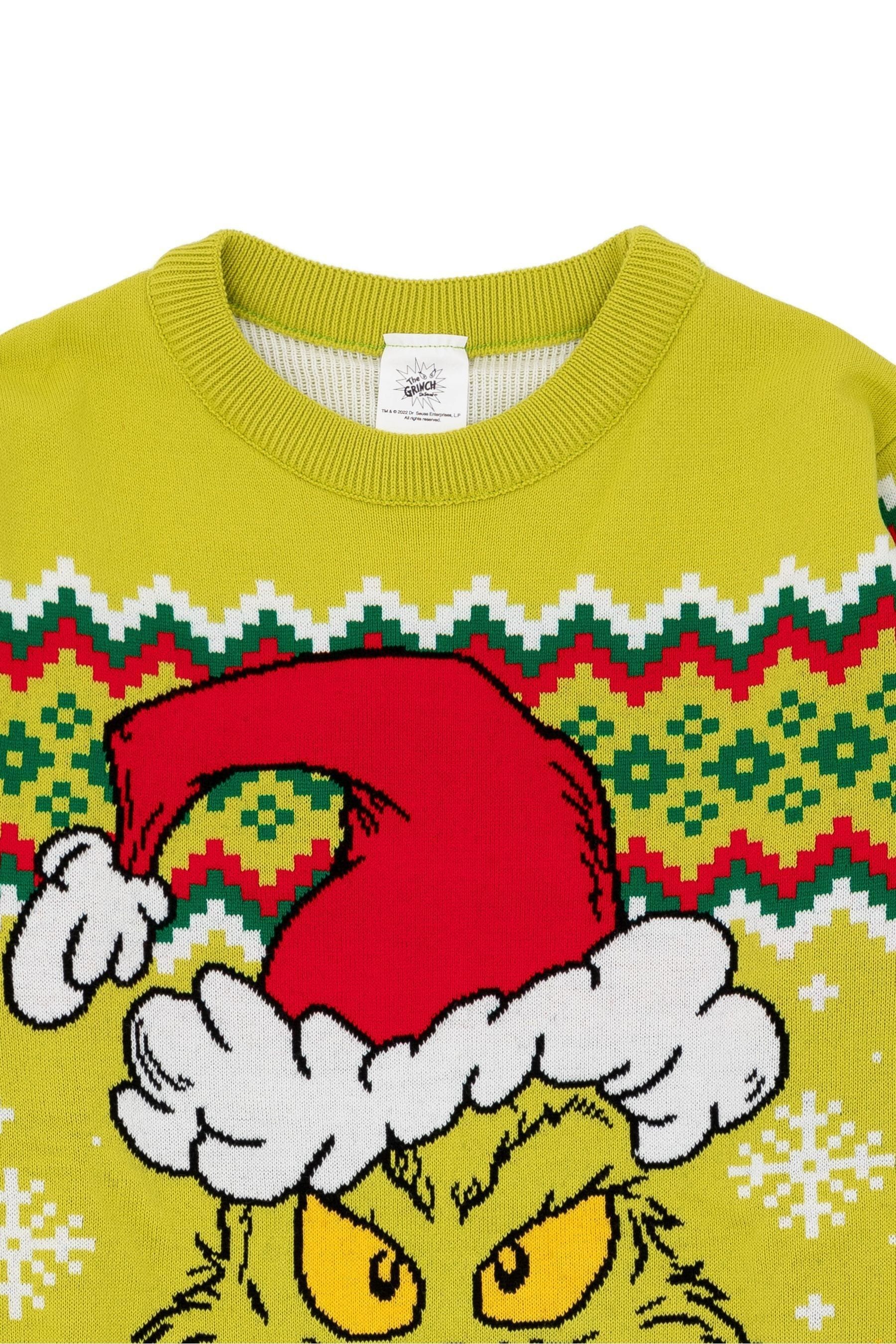 Buy Vanilla Underground Green Christmas Grinch Mens Licensed Adult Knitted Christmas Jumper from the Next UK online shop