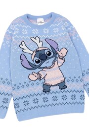 Vanilla Underground Blue Lilo & Stitch Kids Christmas Jumper - Image 2 of 5
