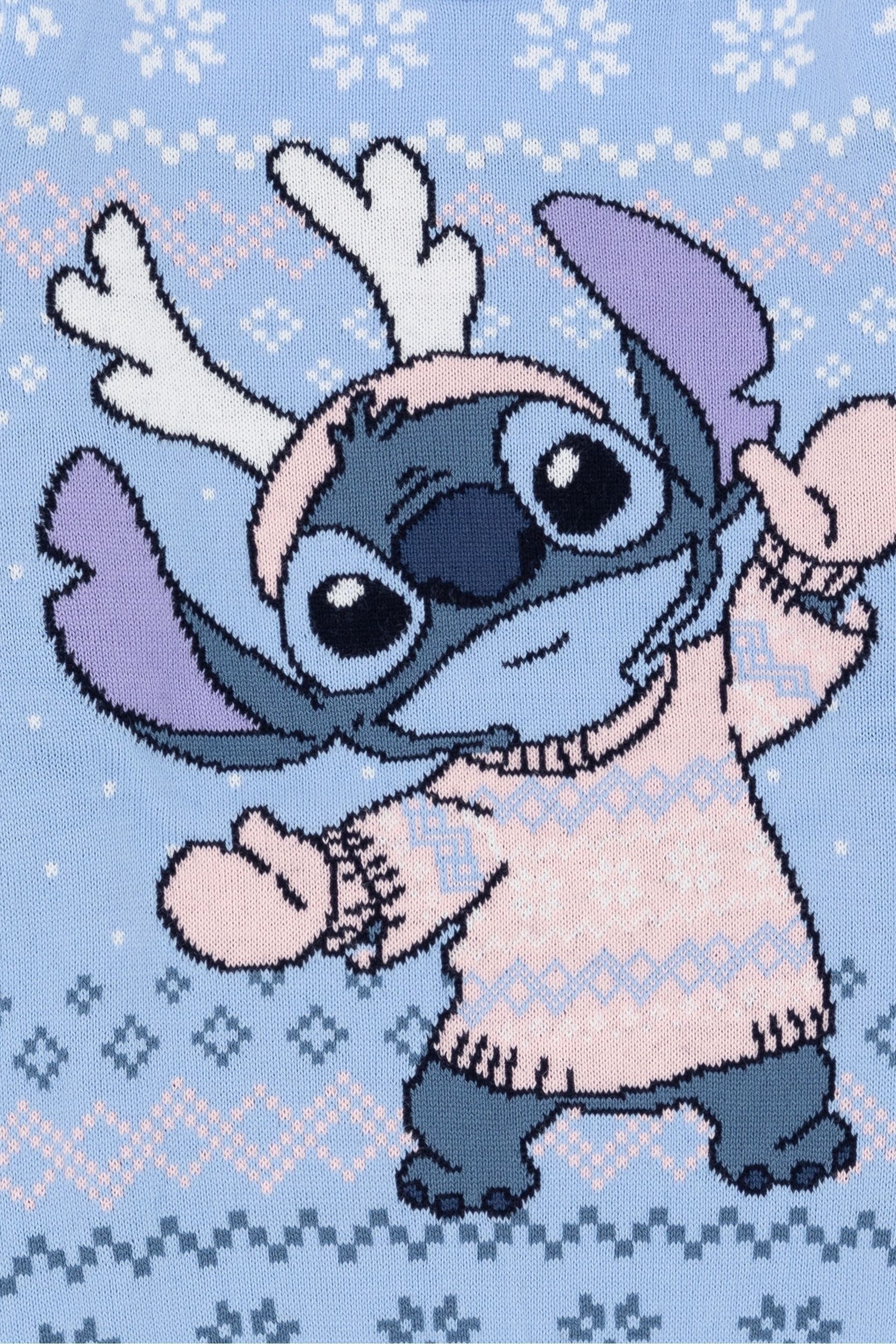 Vanilla Underground Blue Lilo & Stitch Kids Christmas Jumper - Image 5 of 5