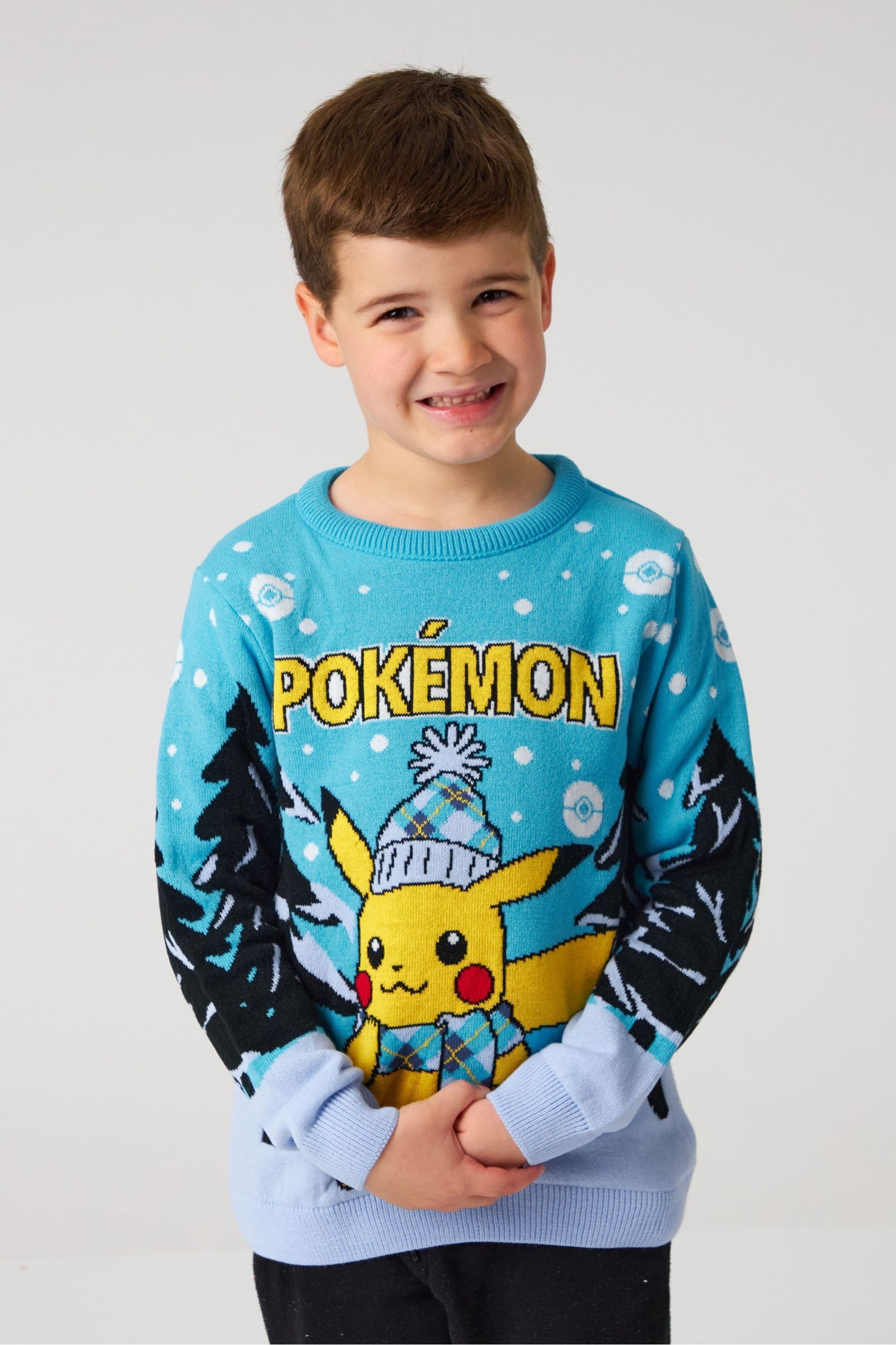 Buy Vanilla Underground Blue Pokemon Kids Christmas Jumper from Next Luxembourg