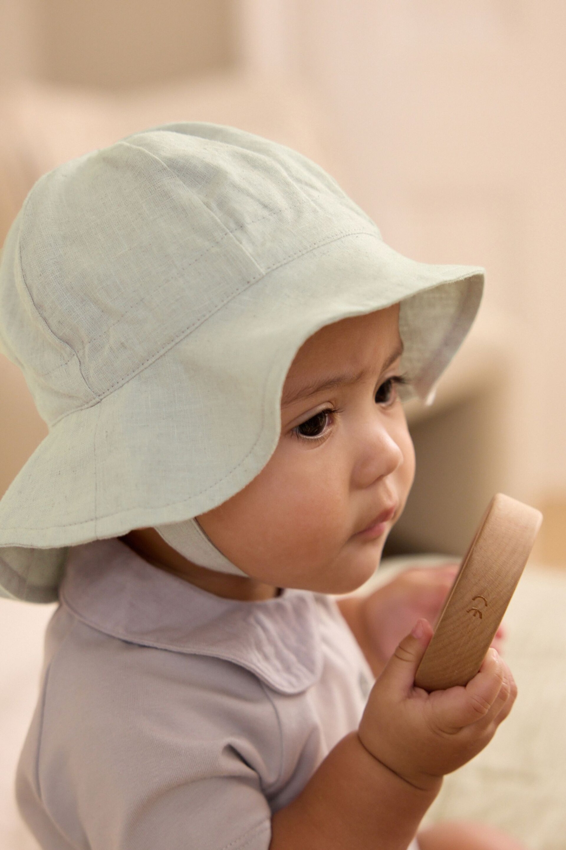 Sage Green Wide Brim Baby Hat (0mths-2yrs) - Image 1 of 6