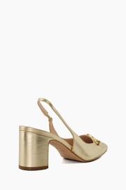 Dune London Gold Detailed Block Heel Snaffle Slingback Shoes - Image 3 of 4