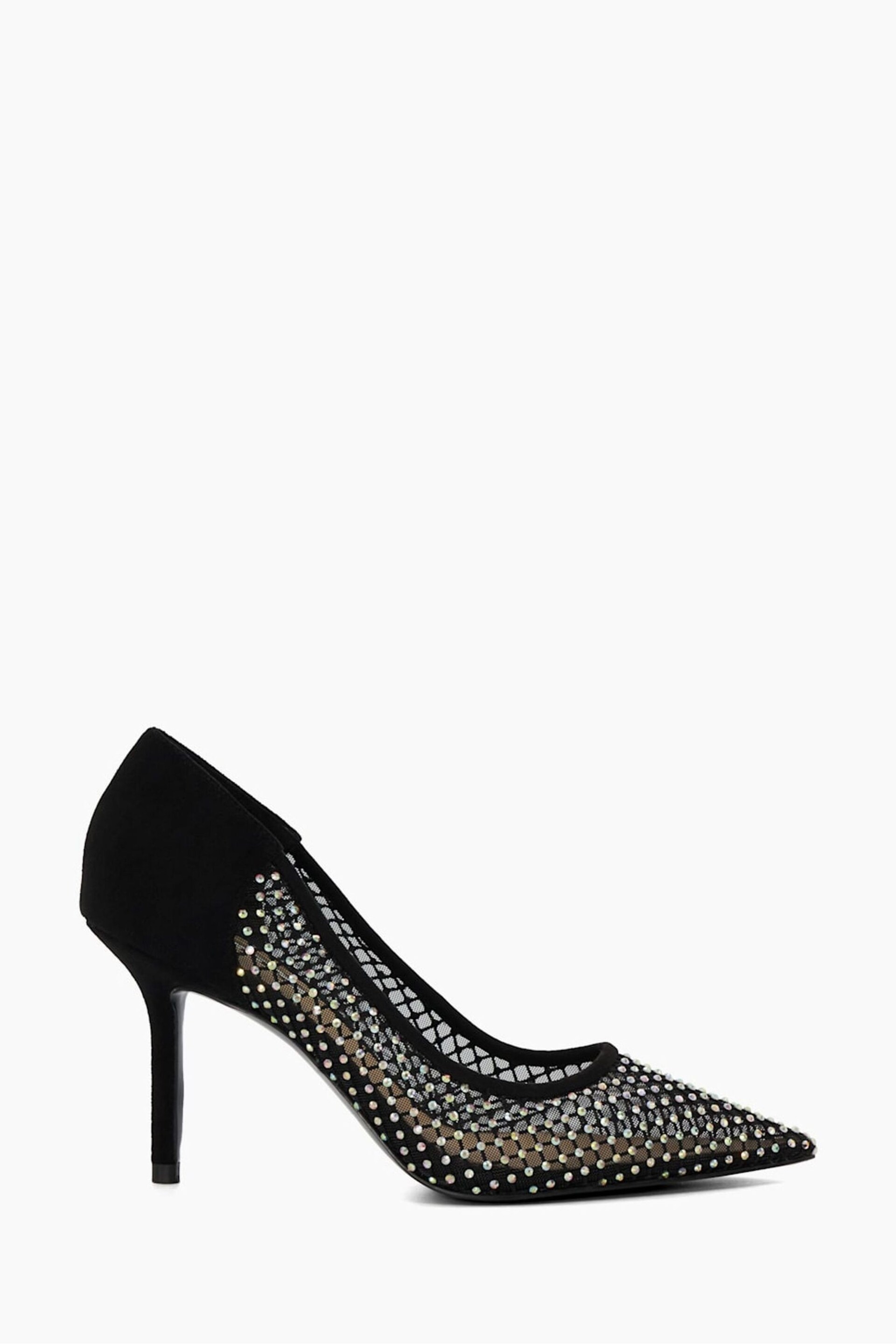 Dune London Black Affect Mesh Diamanté Courts - Image 1 of 7