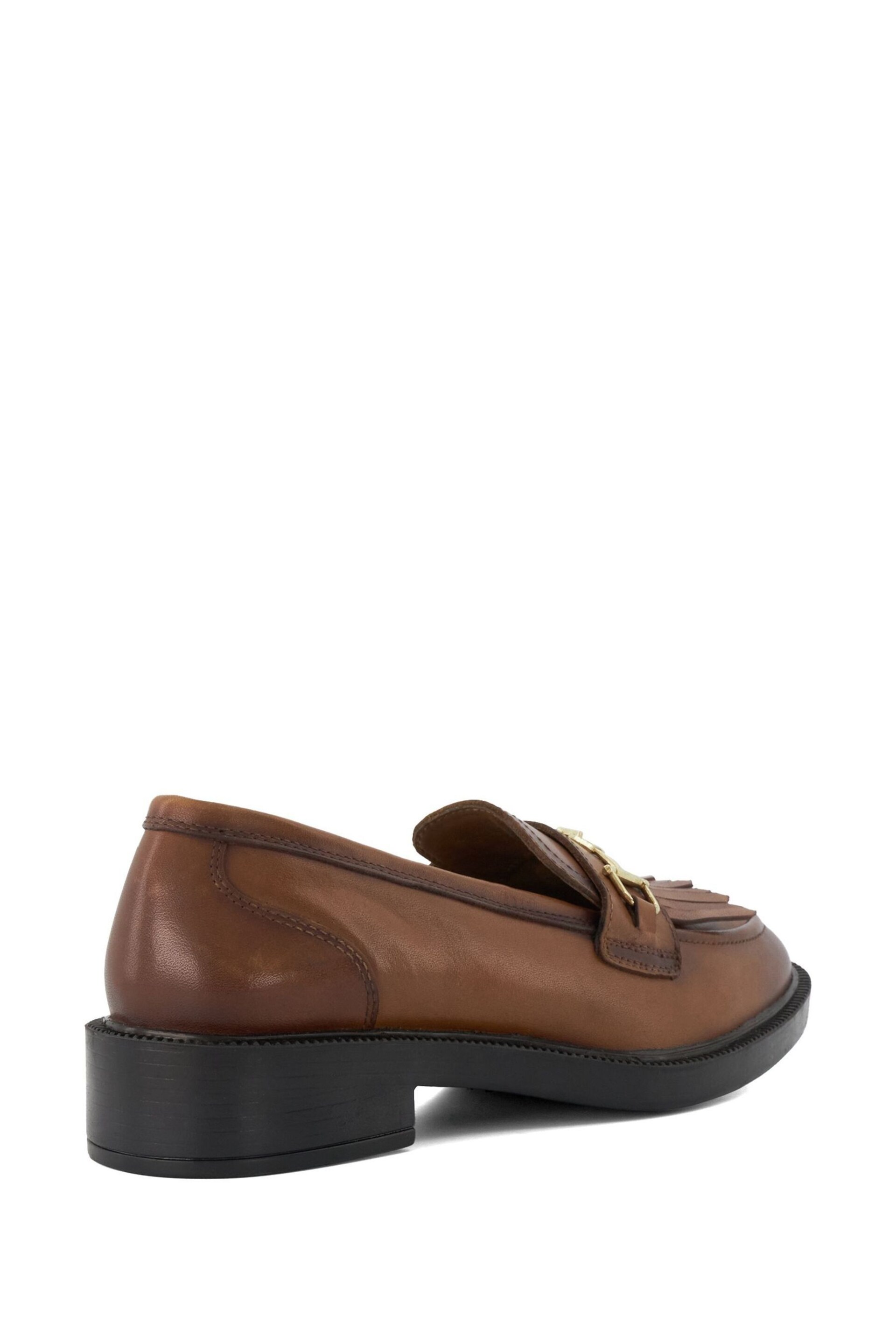 Dune London Brown Guided DD Snaffle Fringe Loafers - Image 4 of 7