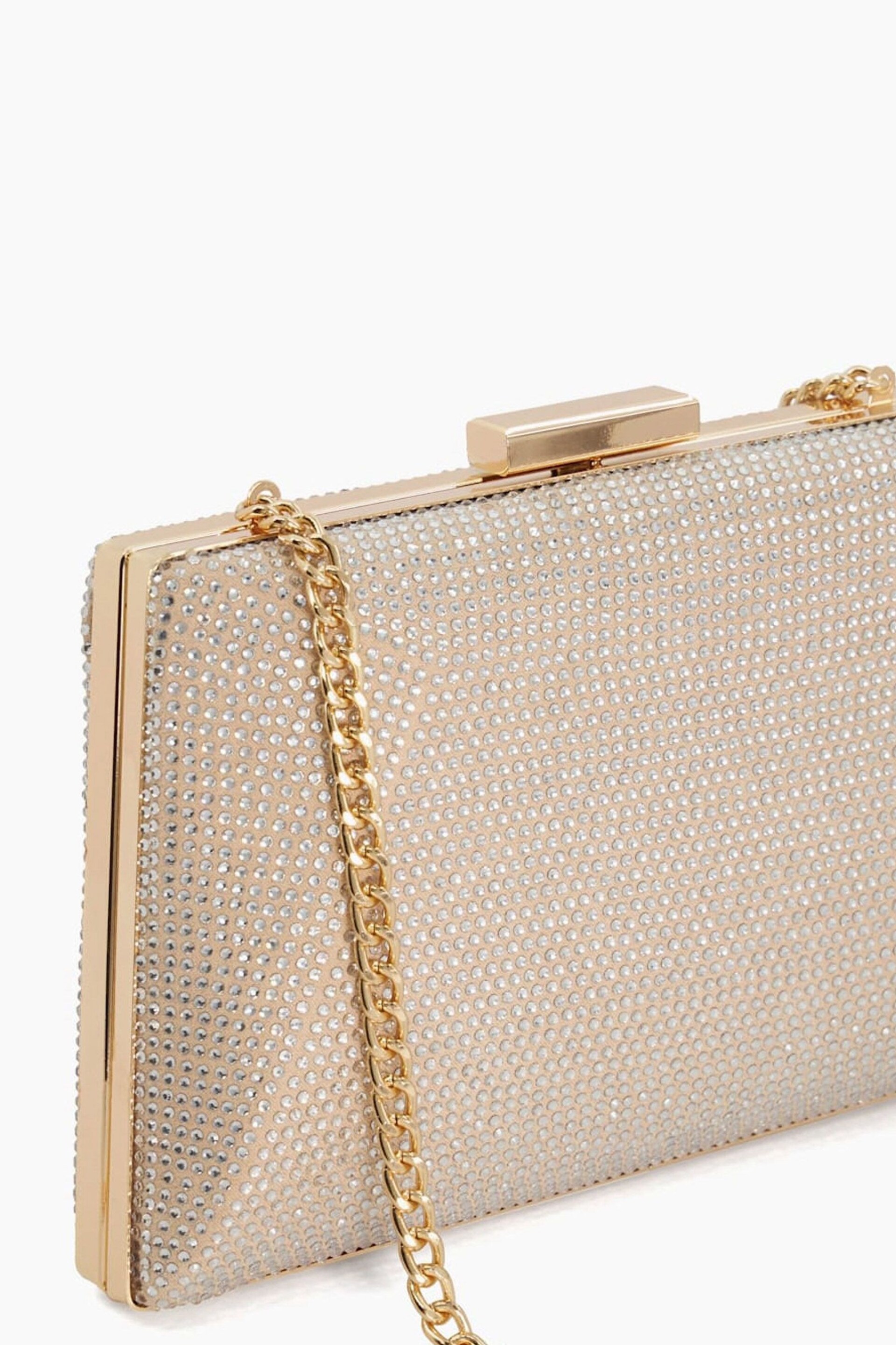 Dune London Gold Bellaire Diamanté Hard Case Clutch Bag - Image 6 of 6