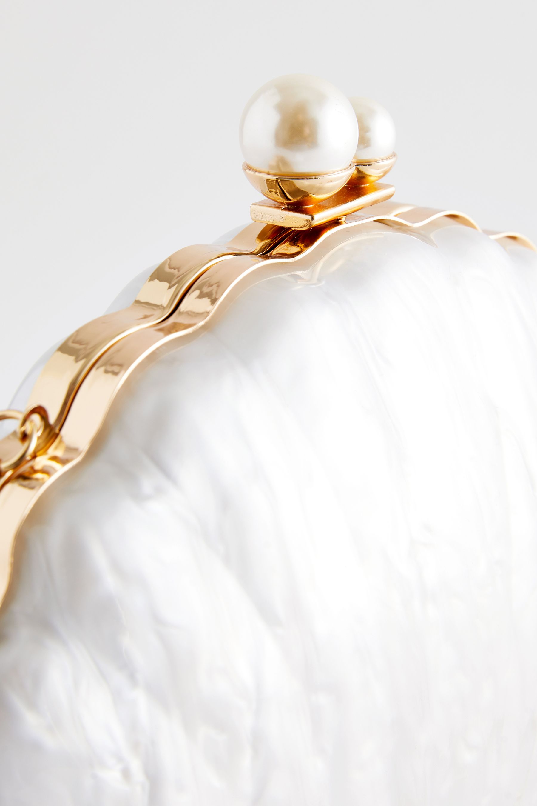 Buy Pearl White Shell Clutch Bag from Next Luxembourg