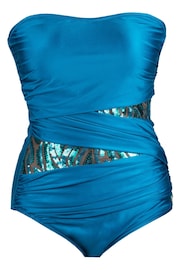 Seaspray Blue Jade Sequin Bandeau Swimsuit - Image 2 of 2
