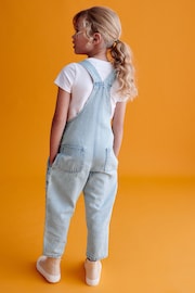 Light Blue Denim Daisy Embroidered Dungarees (3-16yrs) - Image 3 of 8