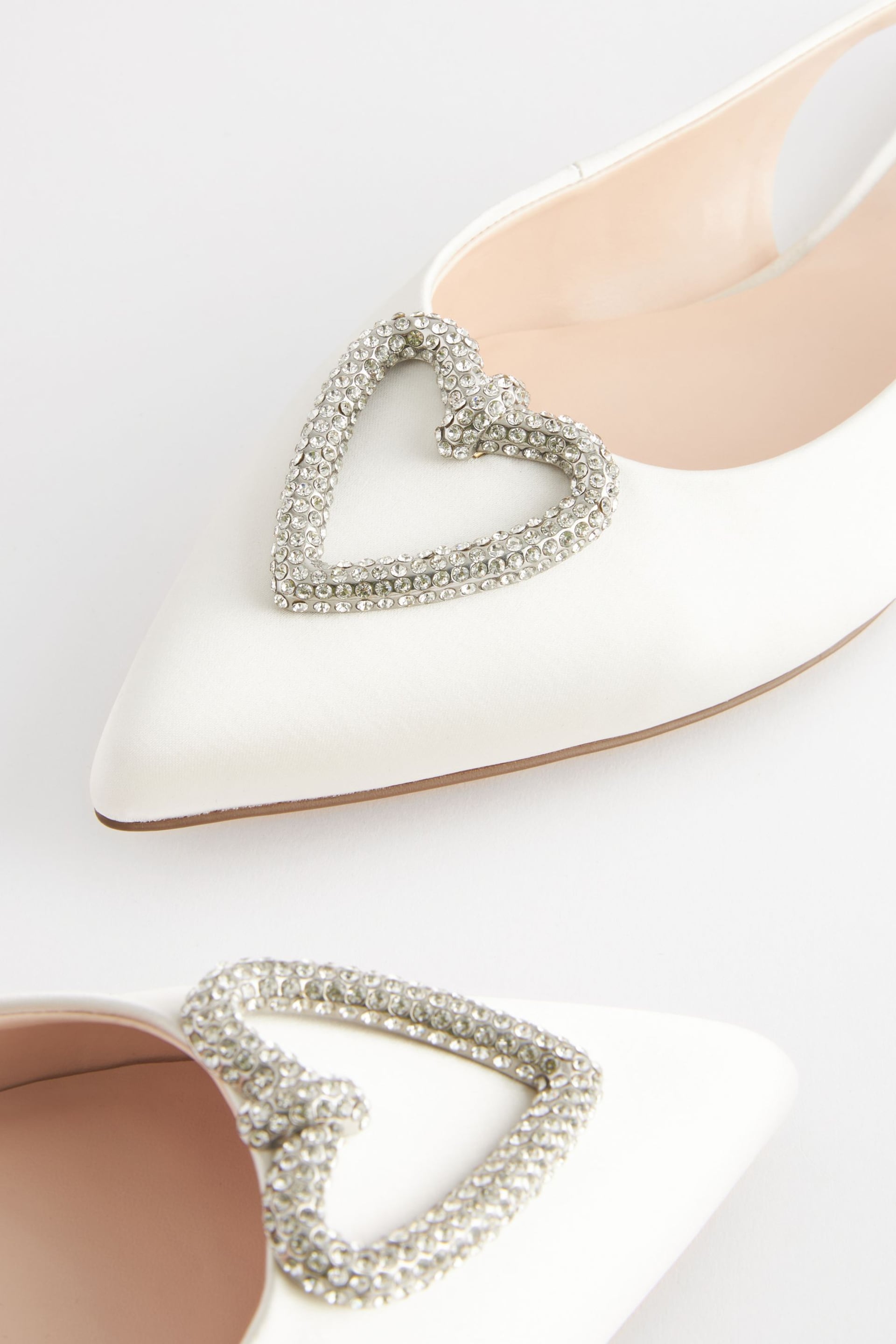 Ivory Forever Comfort Wedding Satin Heart Trim Bridal Shoes - Image 3 of 5