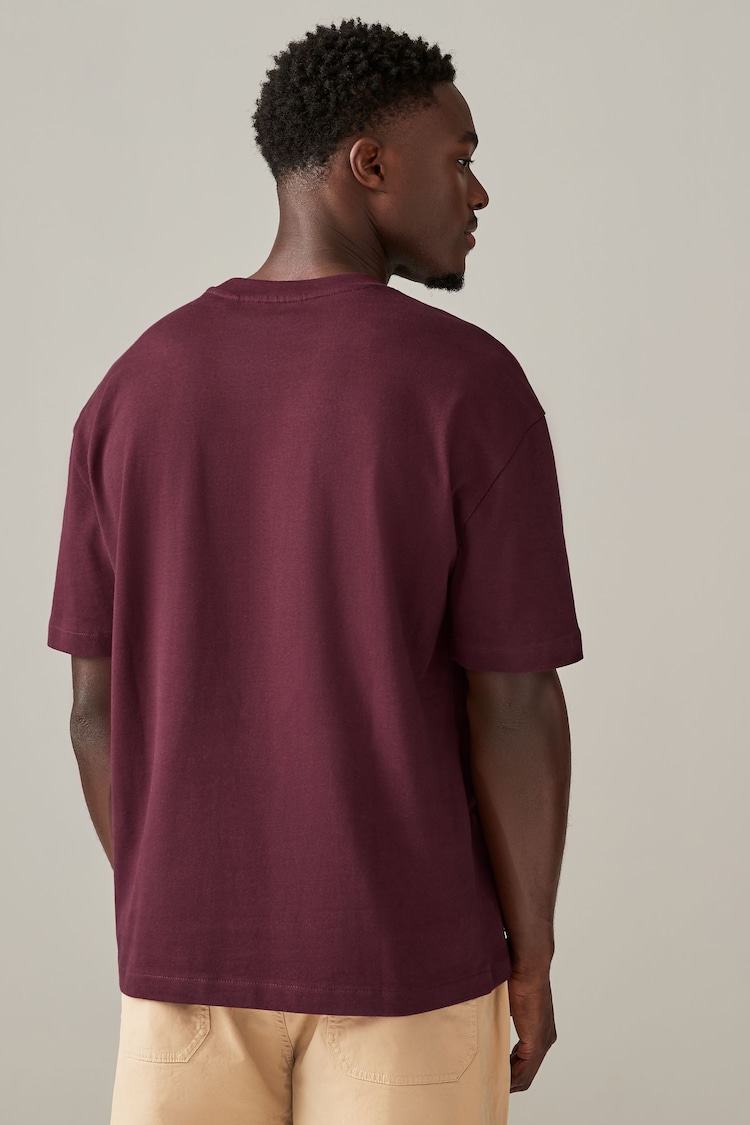 Burgundy Red Relaxed Fit Heavyweight Cotton T-Shirt - Image 2 of 7