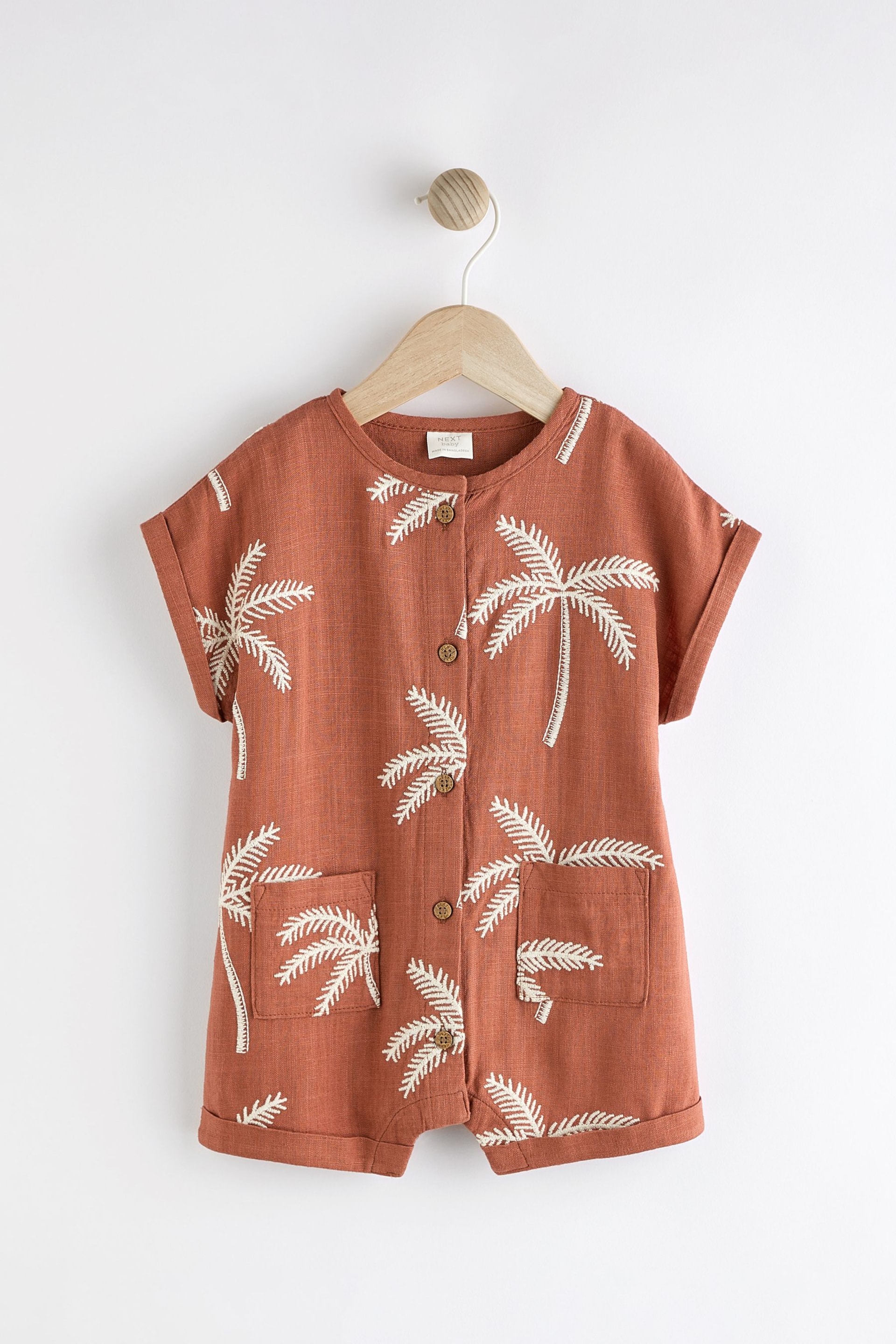 Rust Palm Tree Woven Baby Romper (0mths-2yrs) - Image 1 of 1