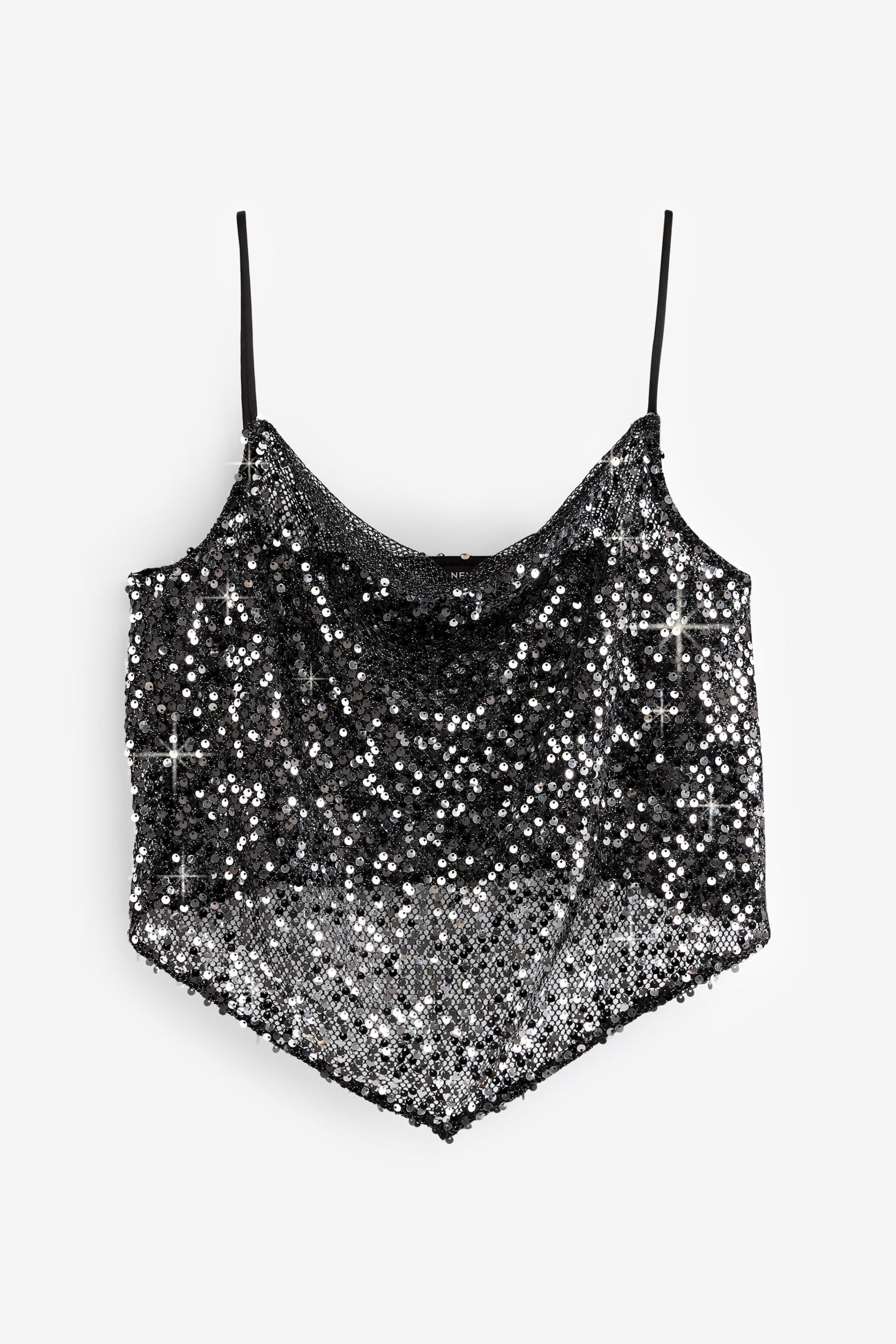 Black Sequin Scarf Cami Top - Image 6 of 7