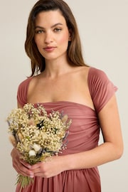 Rose Pink Mesh Multiway Bridesmaid Wedding Maxi Dress - Image 6 of 10