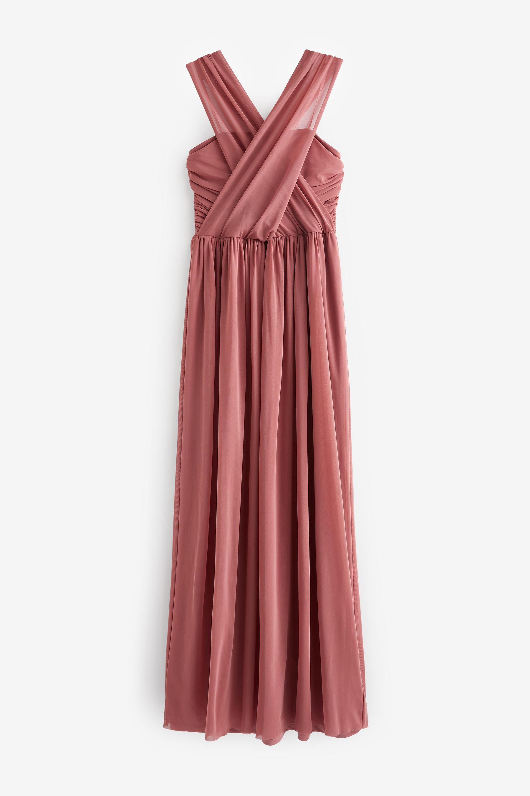 Rose Pink Mesh Multiway Bridesmaid Wedding Maxi Dress