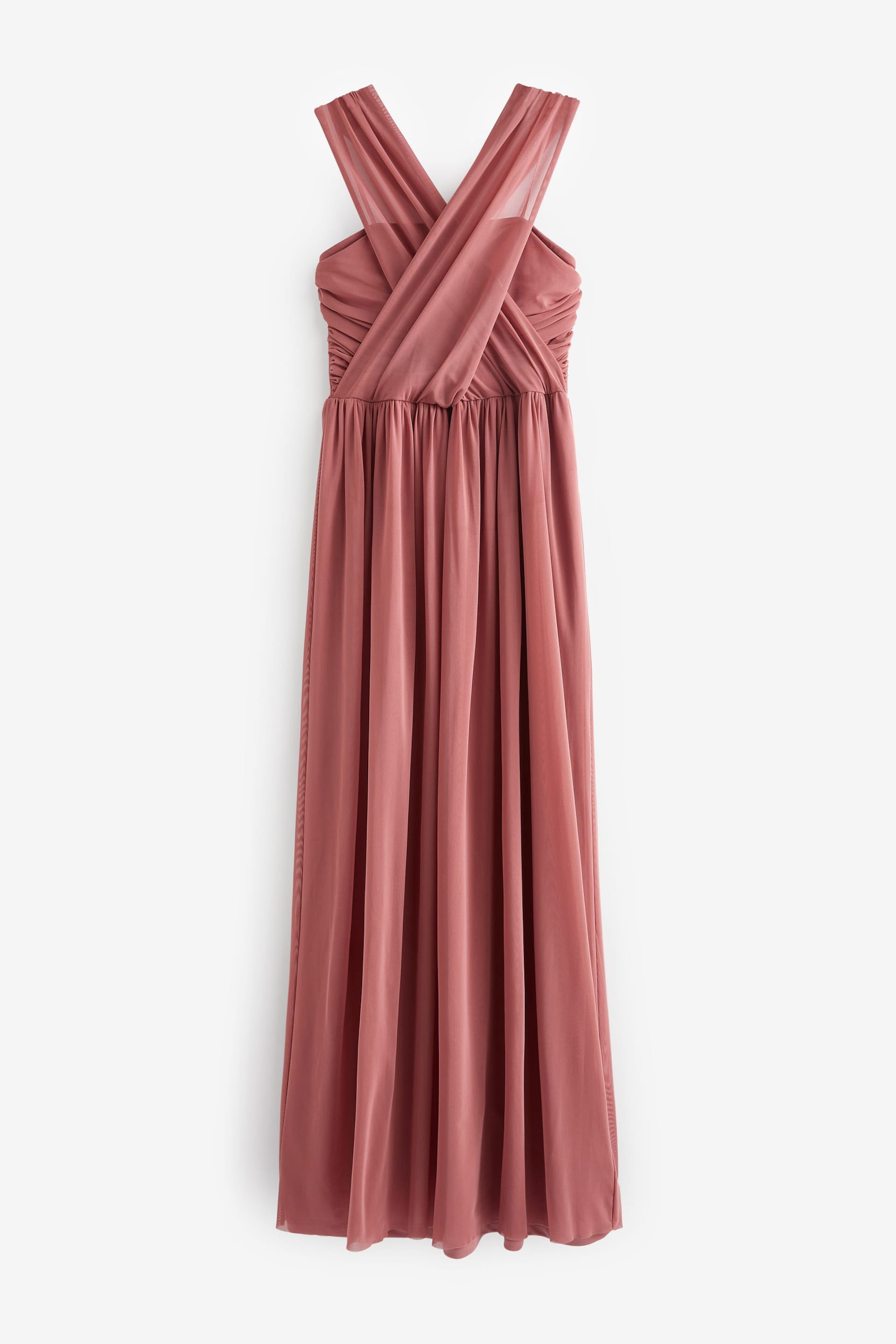 Rose Pink Mesh Multiway Bridesmaid Wedding Maxi Dress - Image 9 of 10