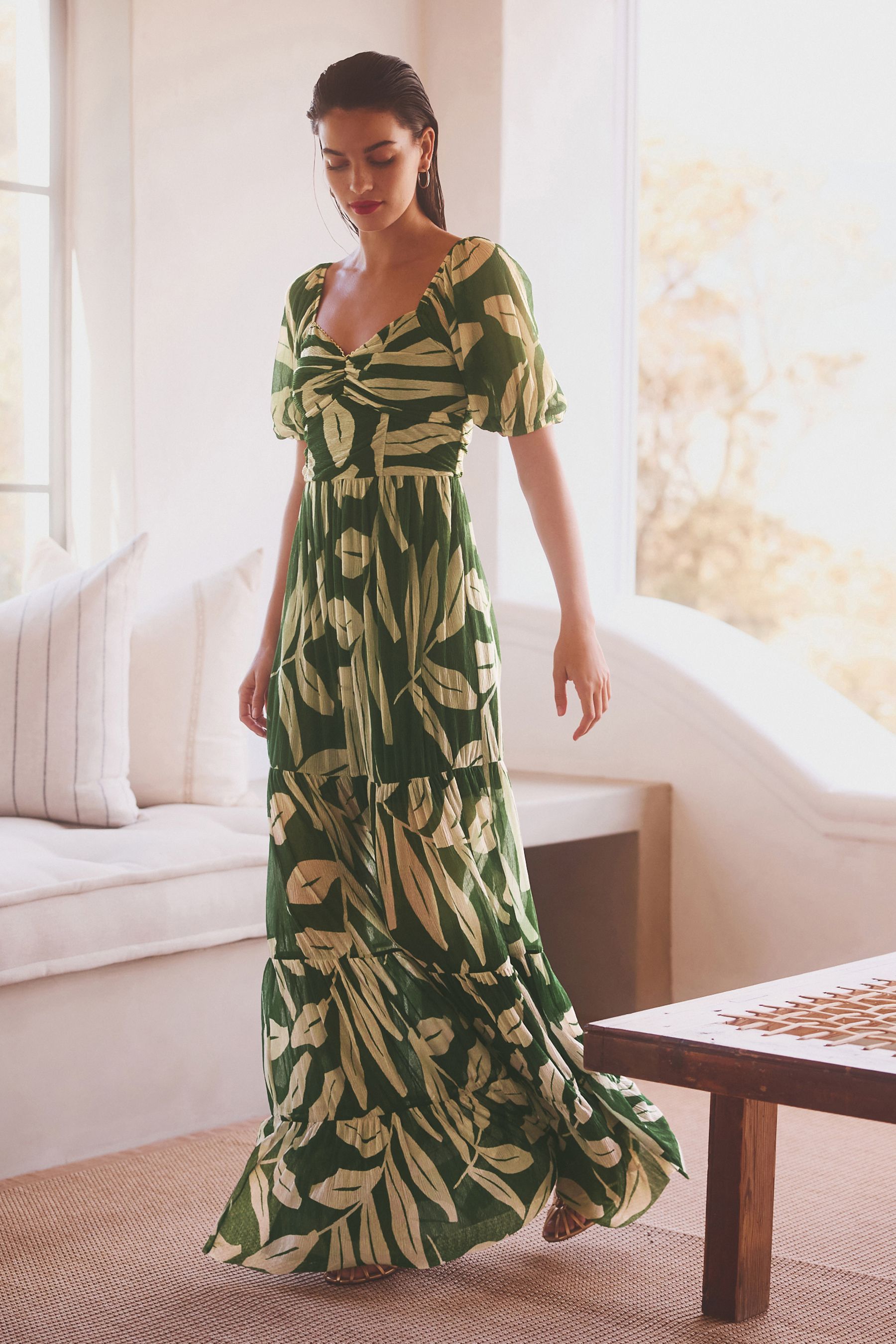 Green and white maxi dress shop