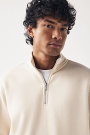 Ecru White Zip Neck Jersey Cotton Rich Sweatshirt - Image 4 of 7