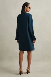 Reiss Teal Avery Tie Neck Belted Mini Dress - Image 5 of 7