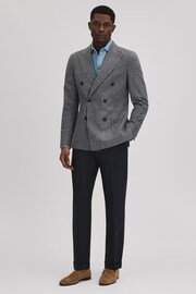 Reiss Navy Valentine Slim Fit Wool Blend Trousers with Turn-Ups - Image 3 of 5