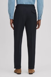 Reiss Navy Valentine Slim Fit Wool Blend Trousers with Turn-Ups - Image 5 of 5