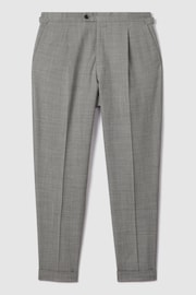 Reiss Soft Grey Valentine Slim Fit Wool Blend Trousers with Turn-Ups - Image 2 of 5