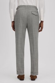 Reiss Soft Grey Valentine Slim Fit Wool Blend Trousers with Turn-Ups - Image 4 of 5