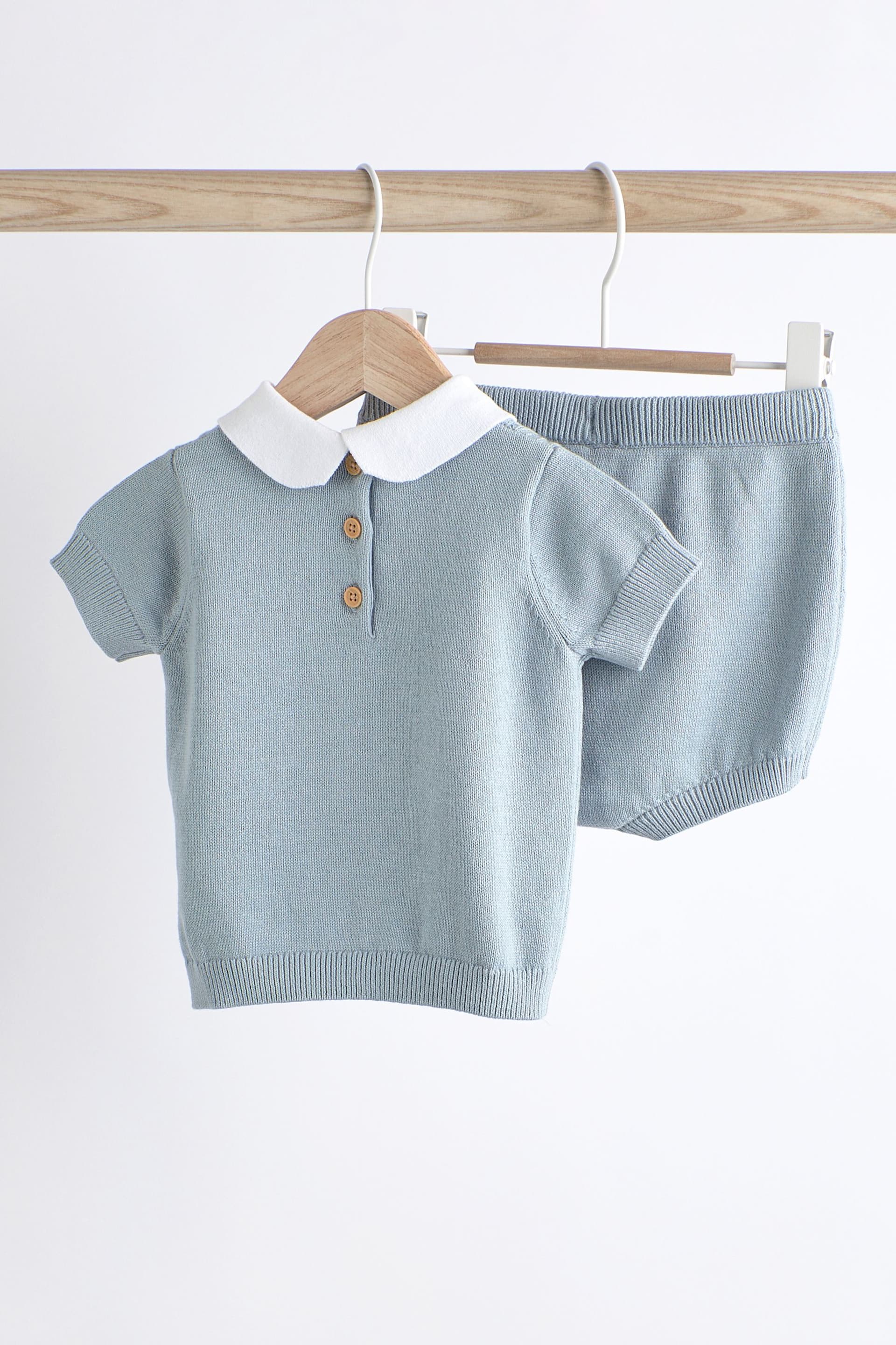 Blue Bear Knitted Baby Top and Bloomer Short Set (0mths-2yrs) - Image 2 of 7