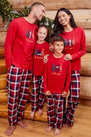 Threadboys Red Cotton Long Sleeve Christmas Pyjama Set - Image 1 of 5