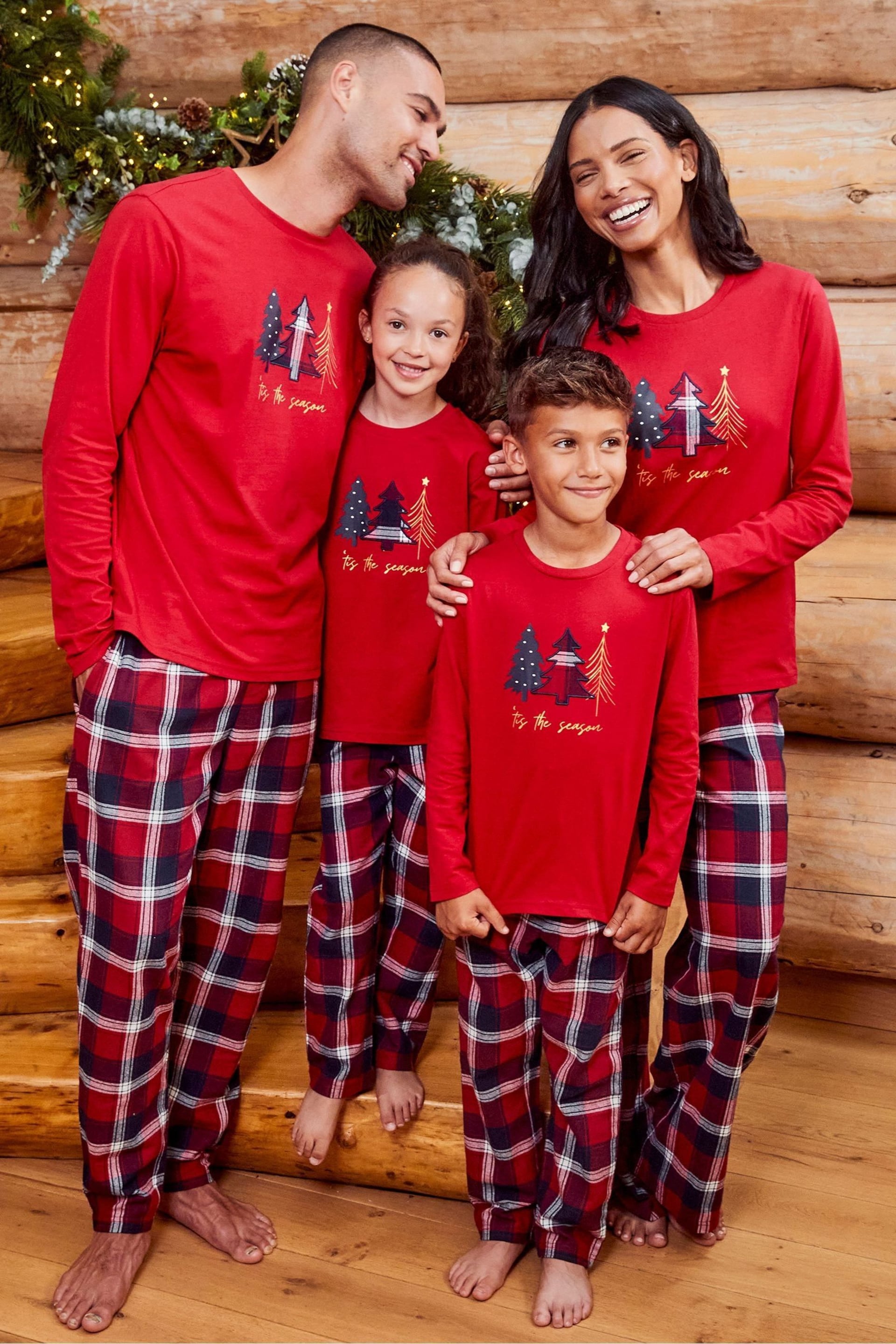 Threadboys Red Cotton Long Sleeve Christmas Pyjama Set - Image 1 of 5