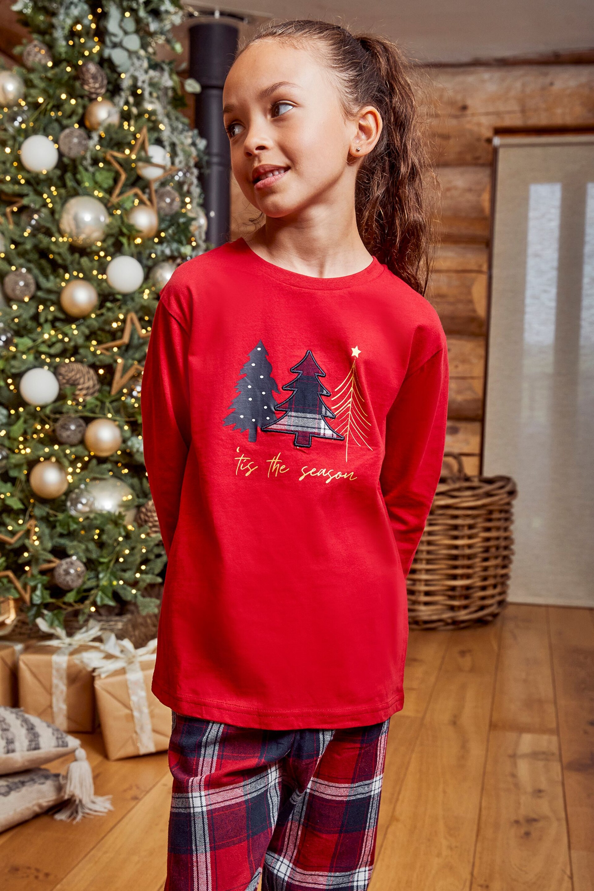 Threadboys Red Cotton Long Sleeve Christmas Pyjama Set - Image 3 of 5