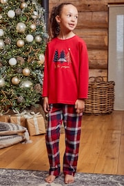 Threadboys Red Cotton Long Sleeve Christmas Pyjama Set - Image 4 of 5