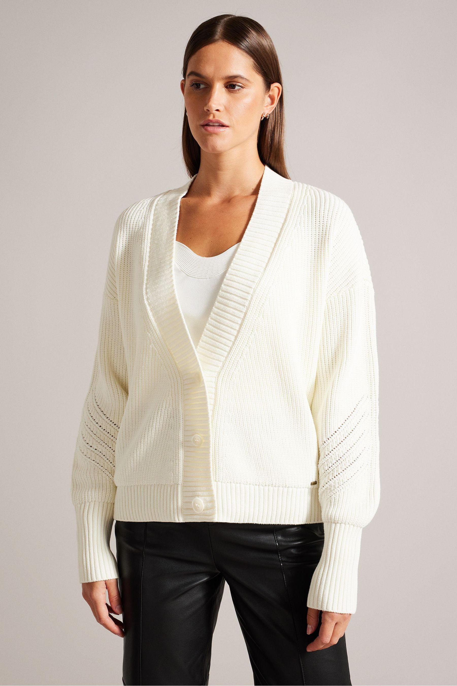 Buy Ted Baker Cream Jolalyy Easy Fit Knitted Cardigan from Next Luxembourg