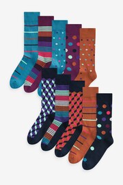 Bright Geo Pattern 10 Pack Cushioned Sole Comfort Socks - Image 1 of 12