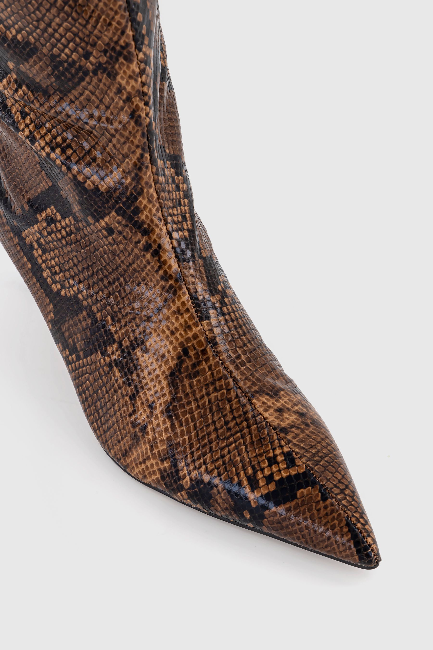Buy Office Brown Karly Snake Kitten Heel Knee High Boots from Next Luxembourg