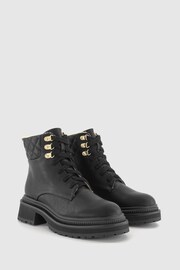 Office Black Adventure Borg Cuff Laced Hiker Biker Boots - Image 2 of 4