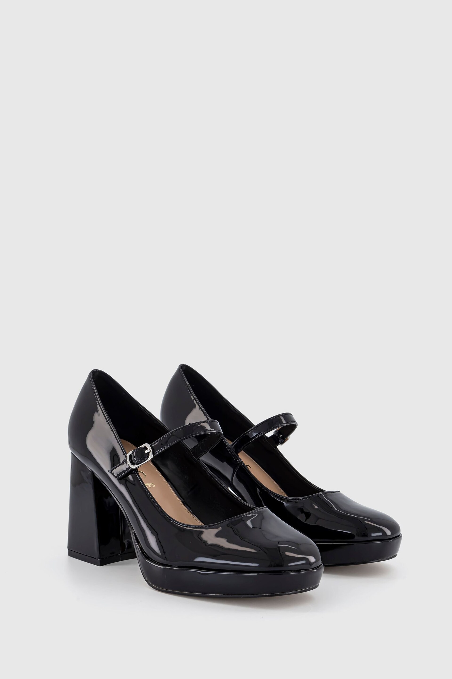 Office Black Hazy Patent Mary Jane Platform Heel Shoes - Image 2 of 3