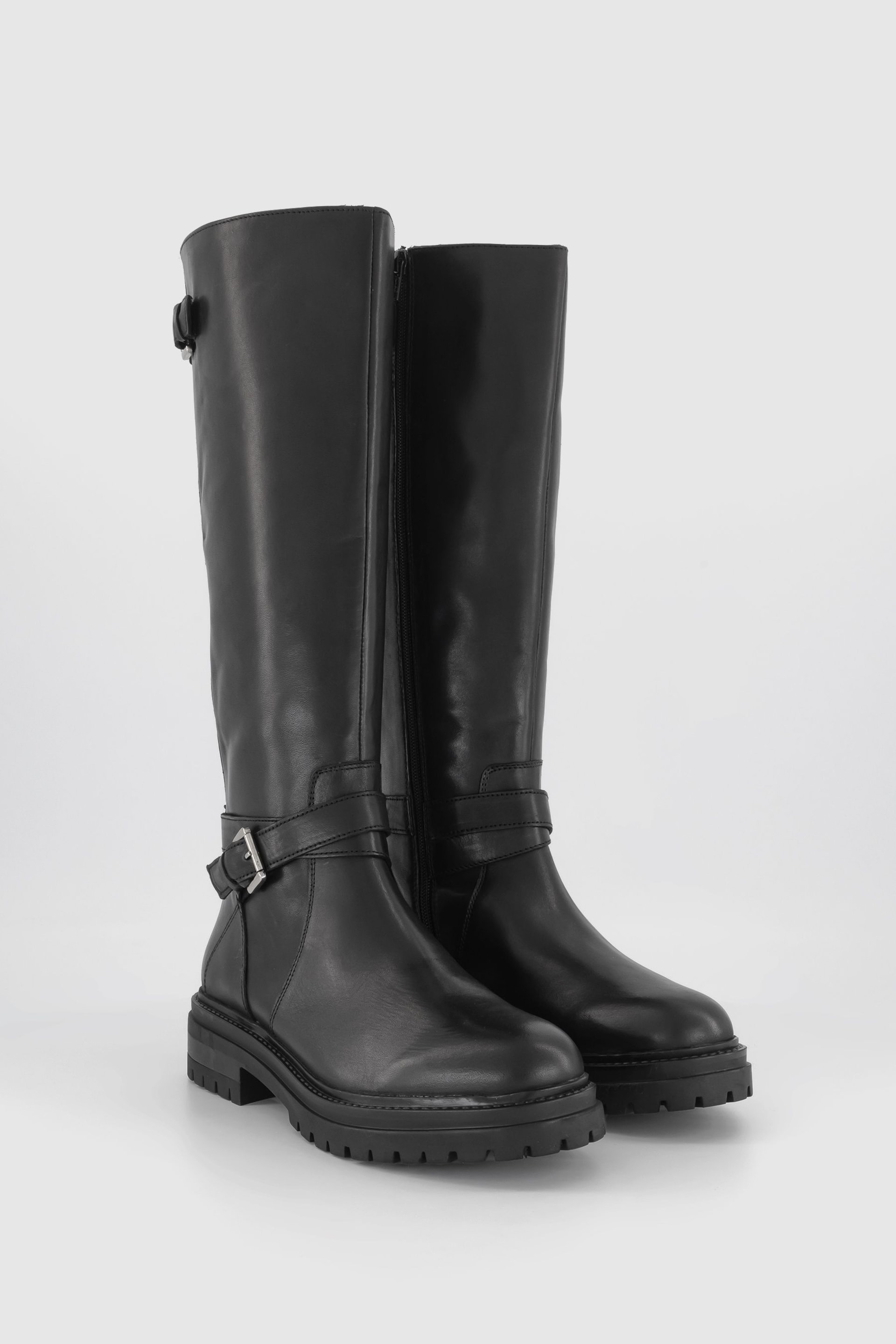 Office Black Leather Buckle Strap Krissy Knee High Rider Boots - Image 3 of 5