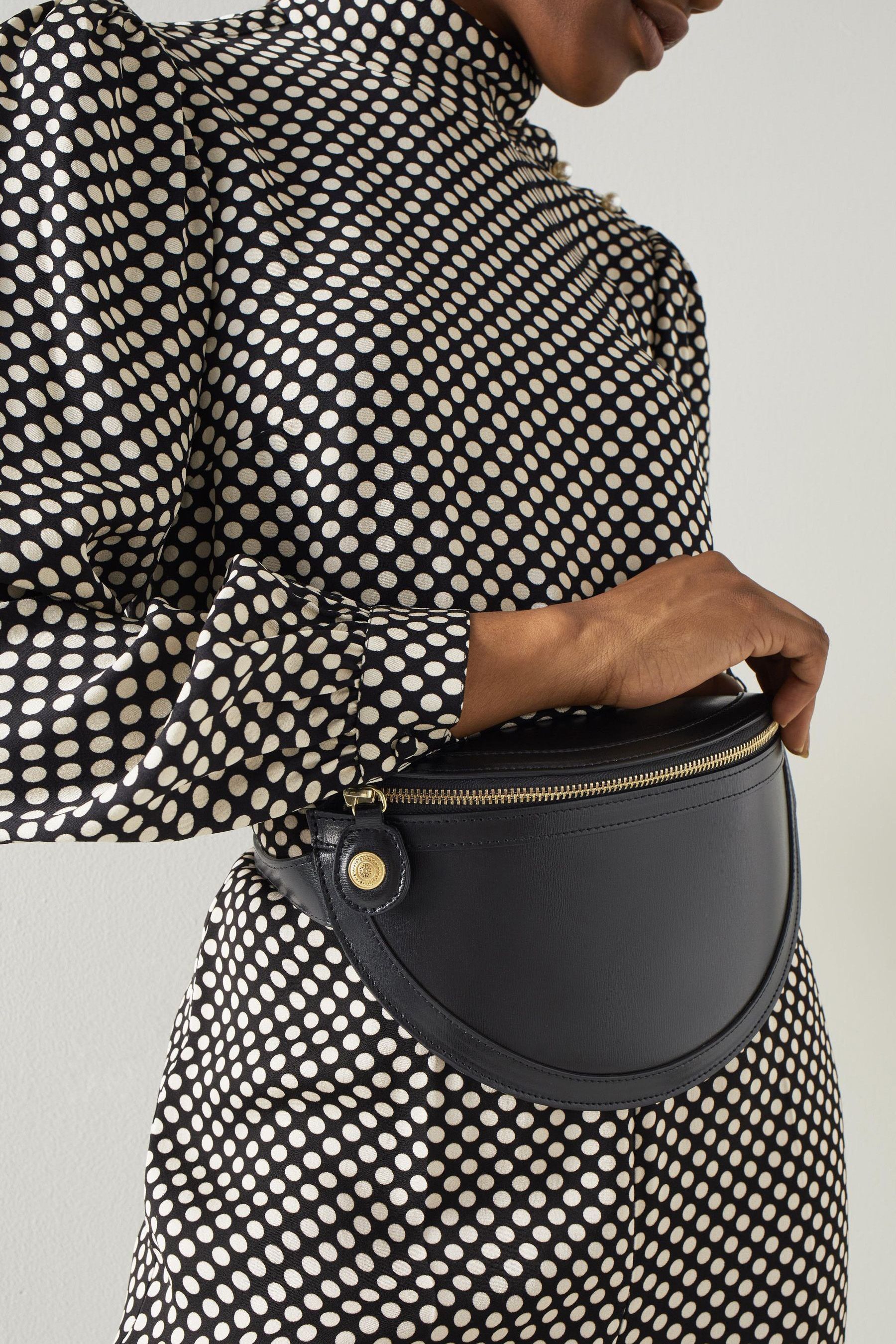LK Bennett Black Leather Greta Cross Body Bag