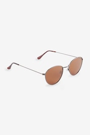 Gun Metal and Brown Round Polarised Sunglasses - Image 3 of 6